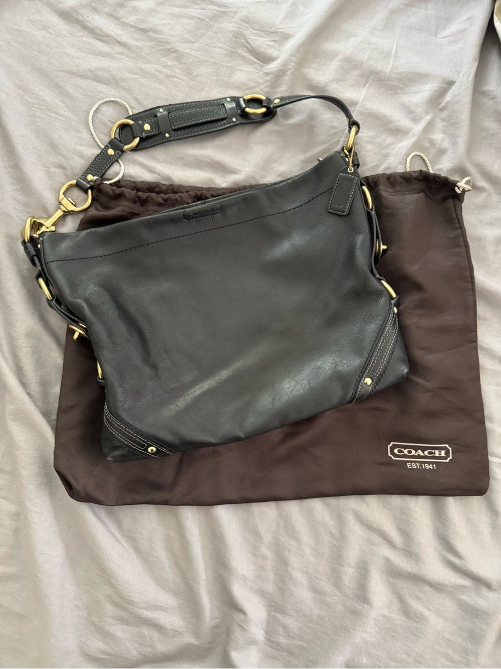 Coach Carly Y2K 2000’s black smooth leather hobo shoulder purse bag vintage